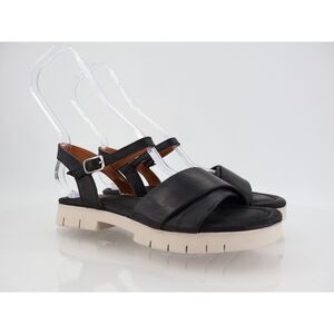 Miz Mooz Women's Caylee Lug Sole Sandal Slingback Black Leather Size 37 6.5